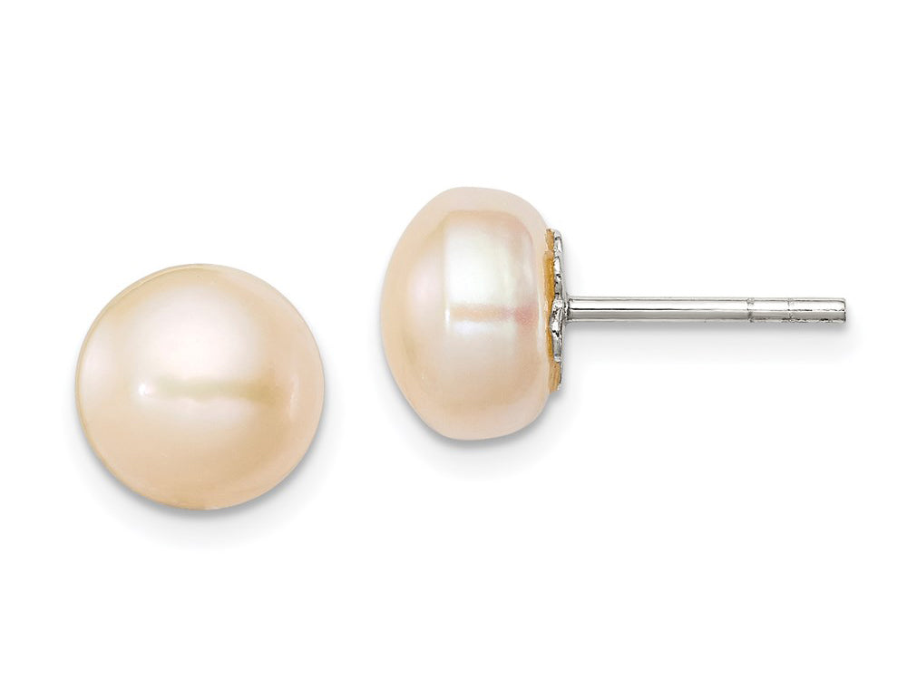 FJC Finejewelers Sterling Silver Peach Cultured Pearl Button Earrings