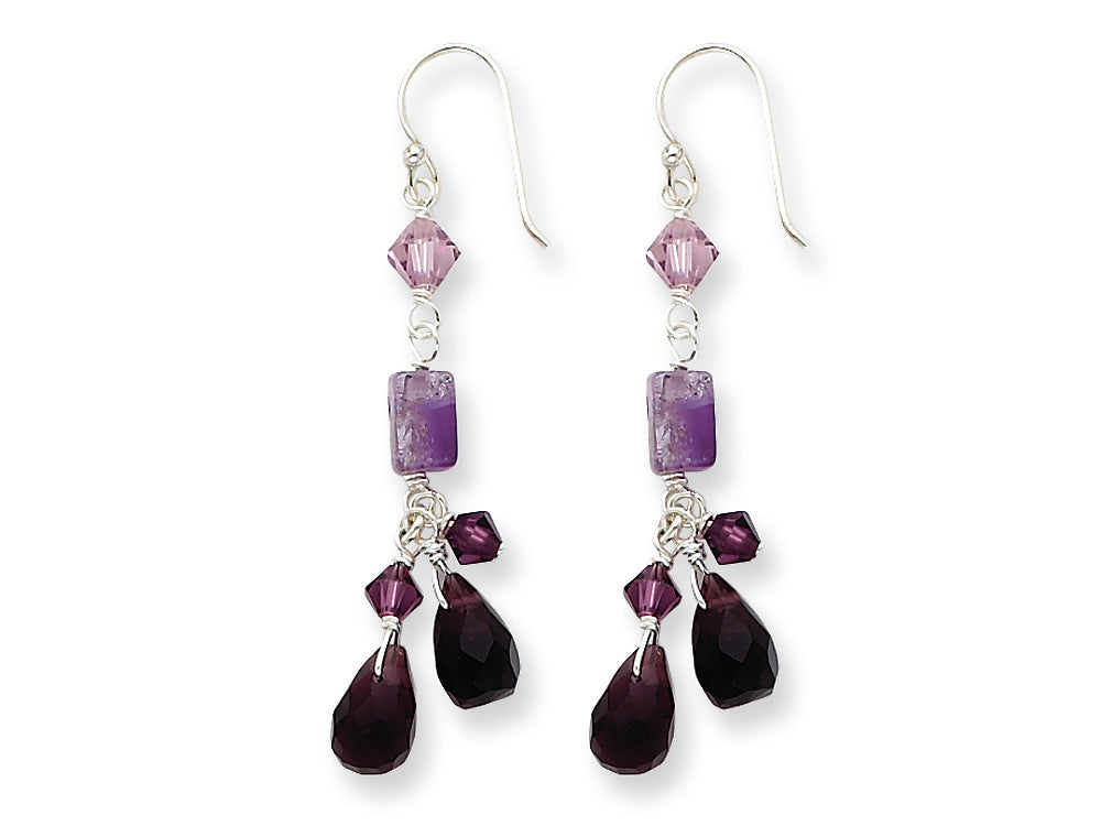 FJC Finejewelers Sterling Silver Amethyst/lavender Quartz/crystal Combination Earrings