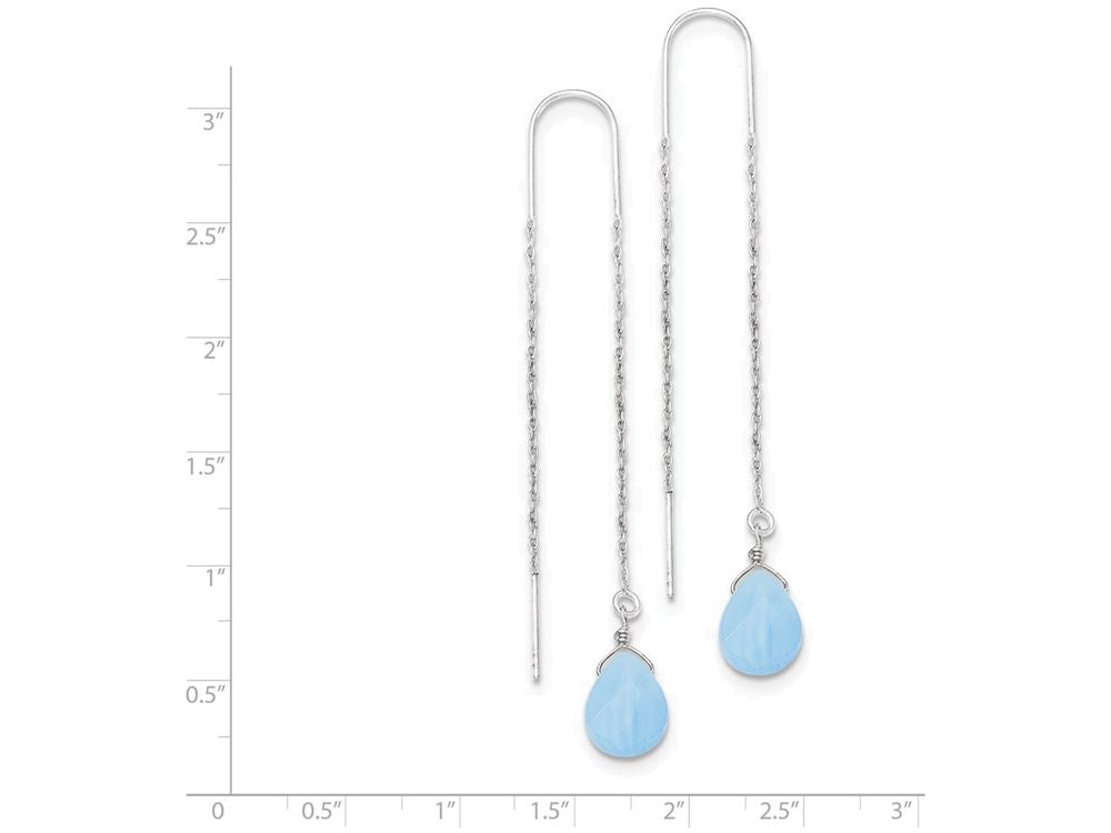 FJC Finejewelers Sterling Silver Blue Agate Threader Earrings