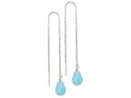 FJC Finejewelers Sterling Silver Blue Agate Threader Earrings