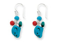 FJC Finejewelers Sterling Silver Dyed Howlite/turquoise/red Coral Earrings