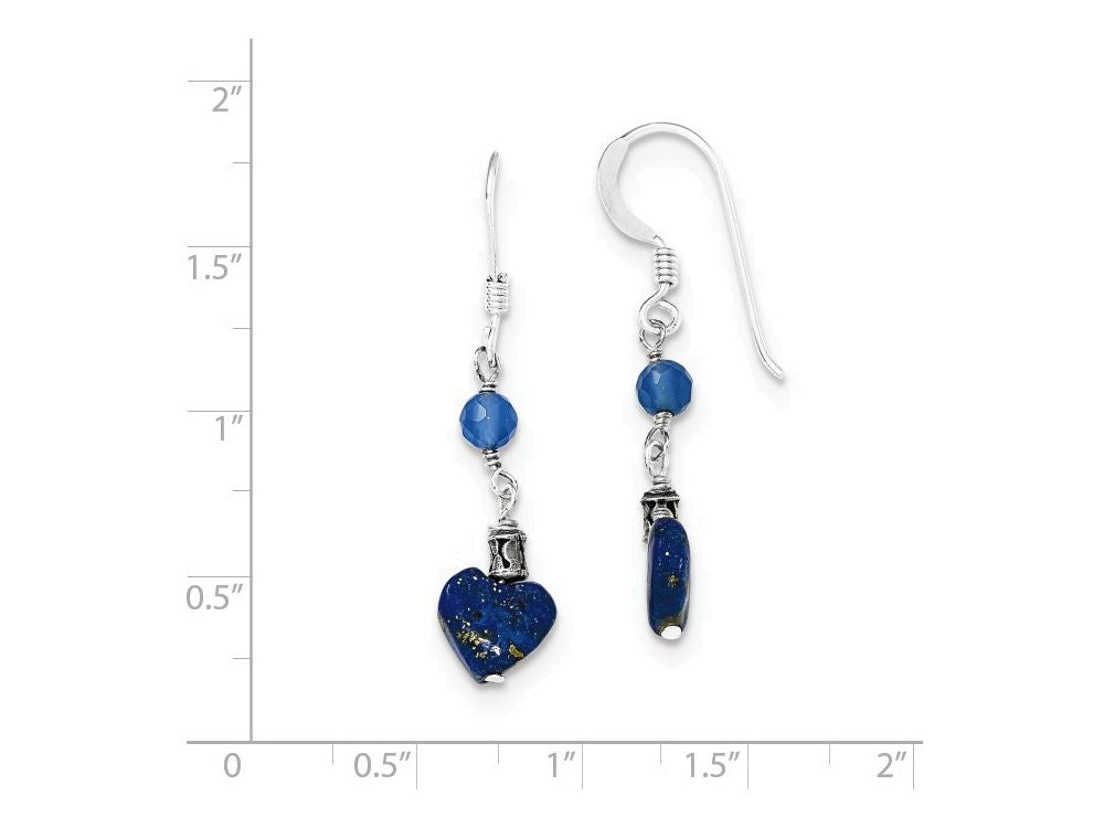 FJC Finejewelers Sterling Silver Lapis/blue Agate Antiqued Earrings