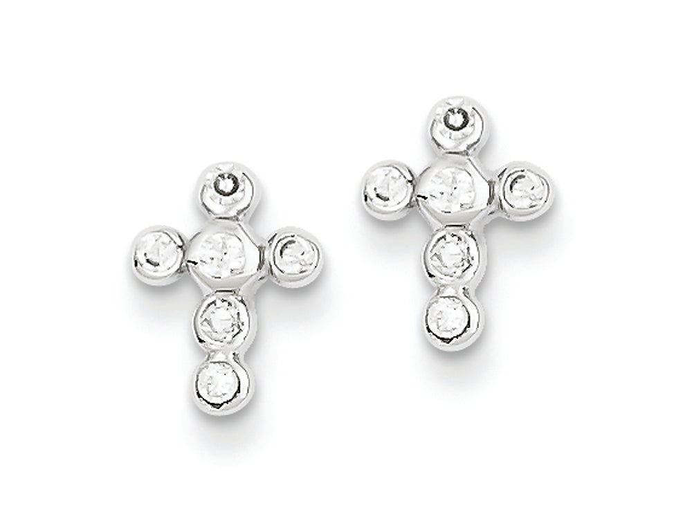 FJC Finejewelers Sterling Silver Cubic Zirconia Cross Earrings
