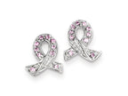 FJC Finejewelers Sterling Silver Pink Cubic Zirconia Ribbon Earrings