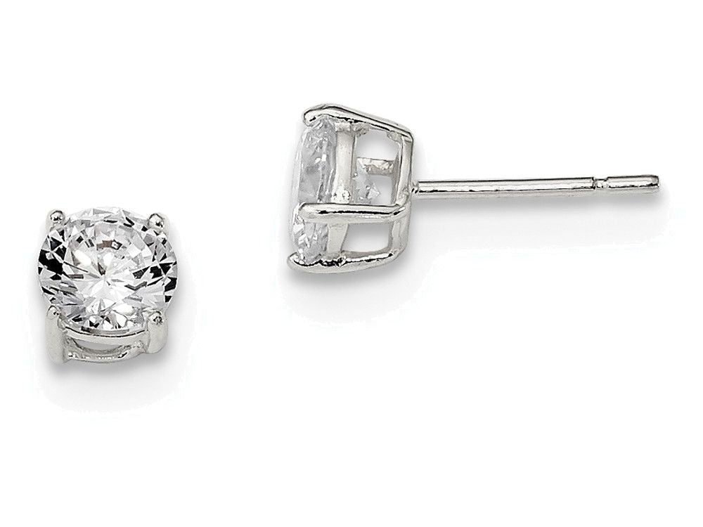 FJC Finejewelers Sterling Silver 6mm Round Basket Set Cubic Zirconia Stud Earrings