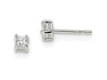FJC Finejewelers Sterling Silver 3mm Princess Basket Set Cubic Zirconia Stud Earrings