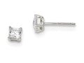 FJC Finejewelers Sterling Silver 4mm Princess Basket Set Cubic Zirconia Stud Earrings