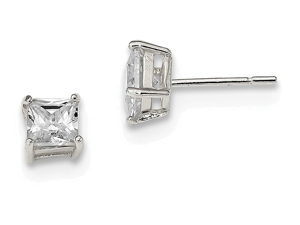 FJC Finejewelers Sterling Silver 5mm Princess Basket Set Cubic Zirconia Stud Earrings