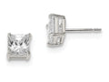 FJC Finejewelers Sterling Silver 6mm Princess Basket Set Cubic Zirconia Stud Earrings
