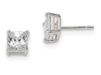 FJC Finejewelers Sterling Silver 6mm Princess Basket Set Cubic Zirconia Stud Earrings