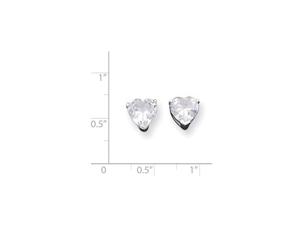 FJC Finejewelers Sterling Silver 8mm Heart Cubic Zirconia Stud Earrings