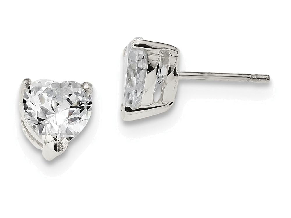 FJC Finejewelers Sterling Silver 8mm Heart Cubic Zirconia Stud Earrings