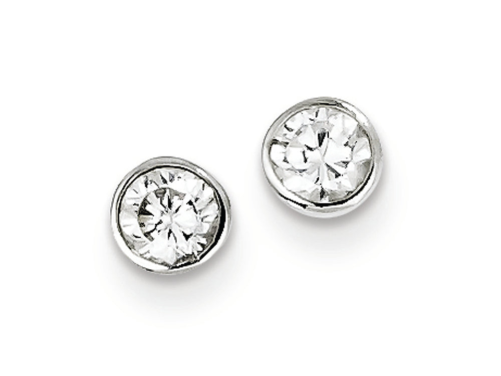 FJC Finejewelers Sterling Silver 4mm Cubic Zirconia Round Bezel Stud Earrings