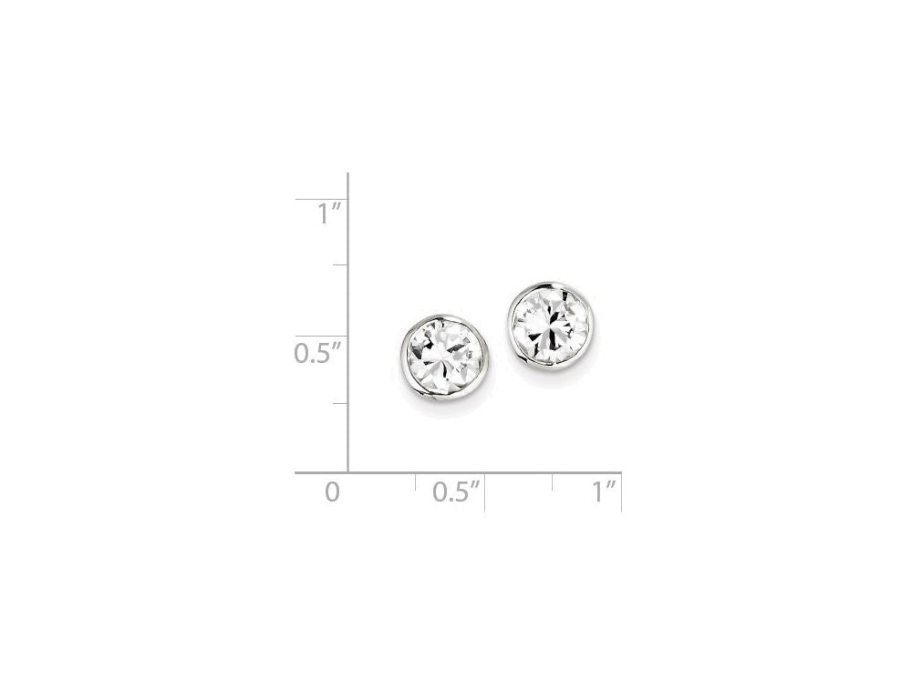 FJC Finejewelers Sterling Silver 7mm Cubic Zirconia Round Bezel Stud Earrings