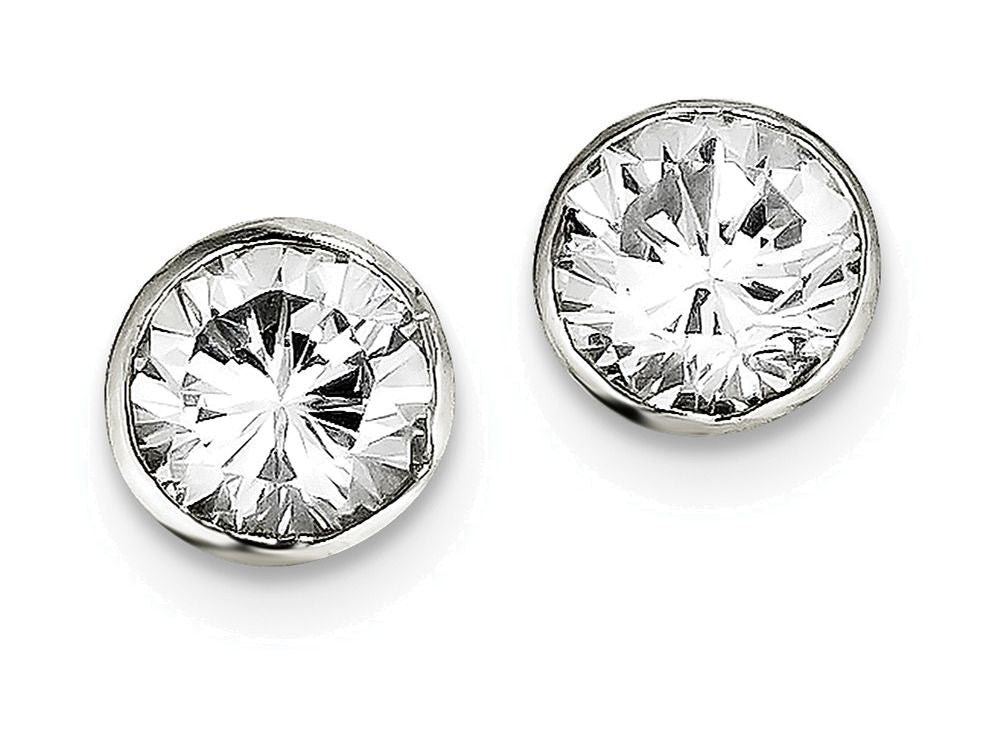 FJC Finejewelers Sterling Silver 9mm Cubic Zirconia Round Bezel Stud Earrings