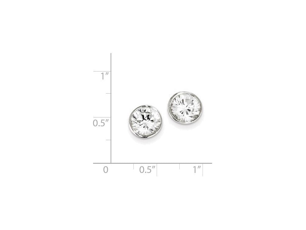 FJC Finejewelers Sterling Silver 8mm Cubic Zirconia Round Bezel Stud Earrings