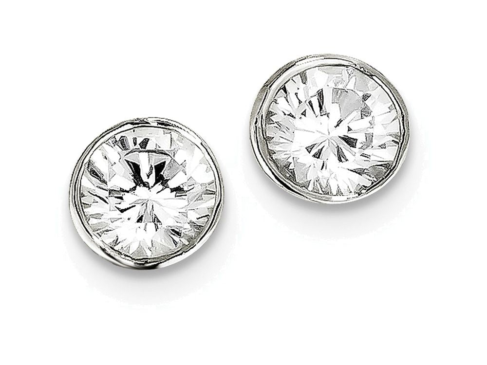 FJC Finejewelers Sterling Silver 8mm Cubic Zirconia Round Bezel Stud Earrings
