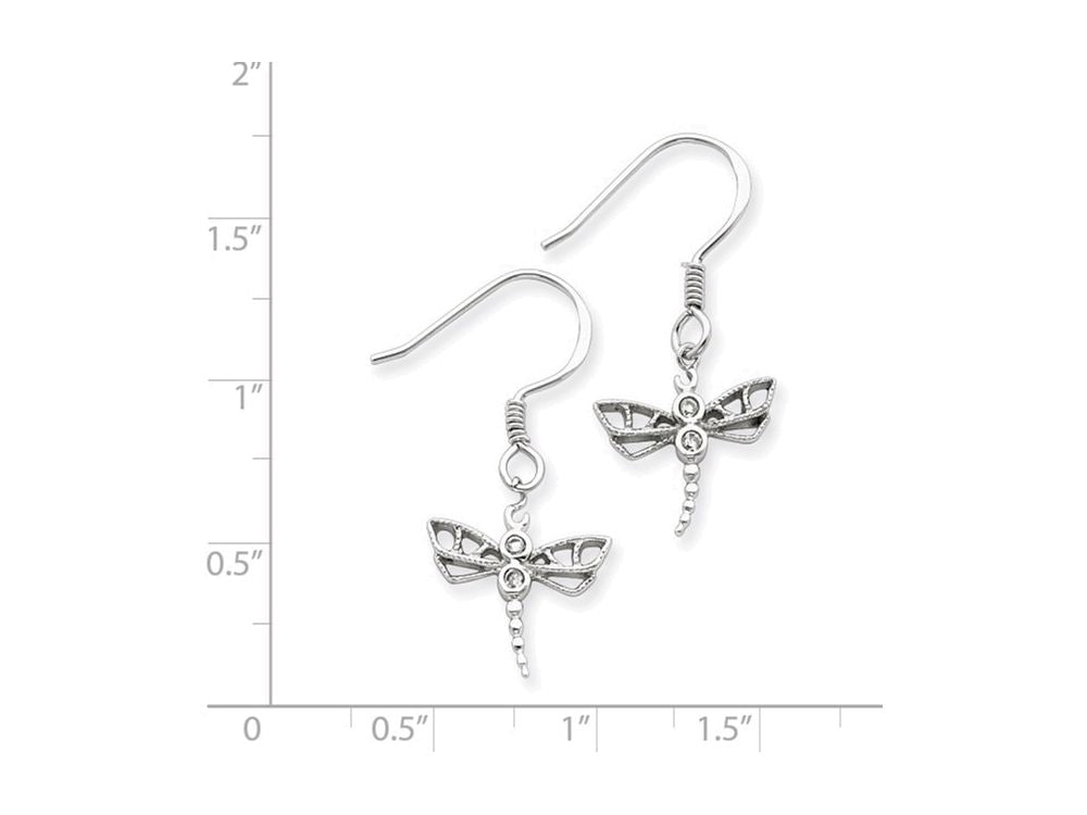 FJC Finejewelers Sterling Silver Cubic Zirconia Dragonfly Earrings