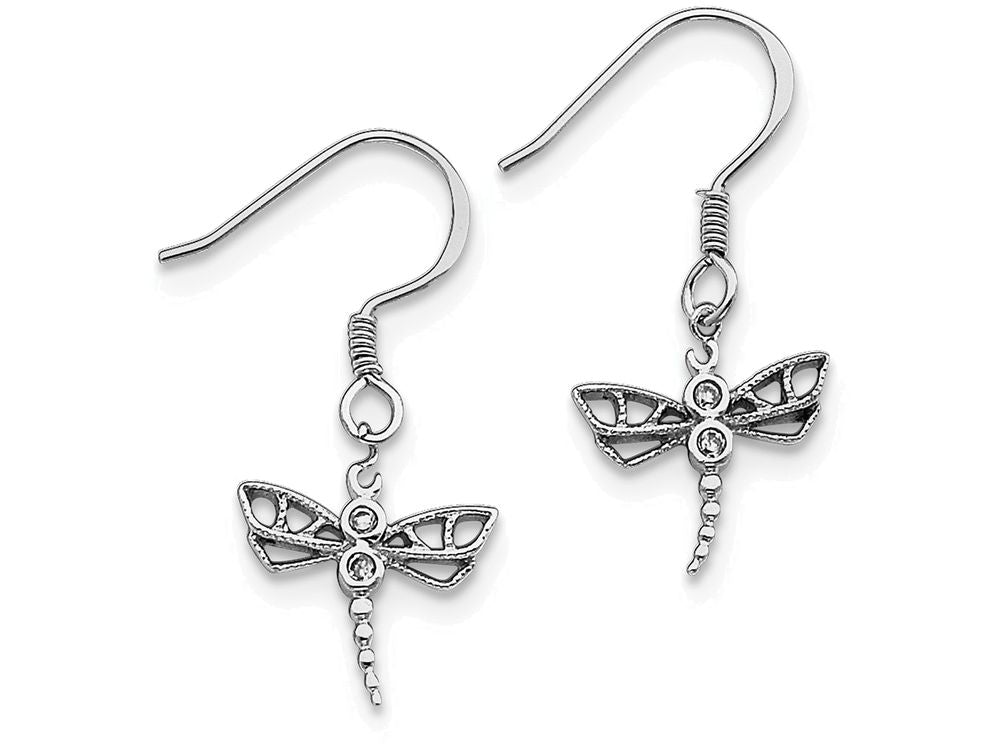 FJC Finejewelers Sterling Silver Cubic Zirconia Dragonfly Earrings
