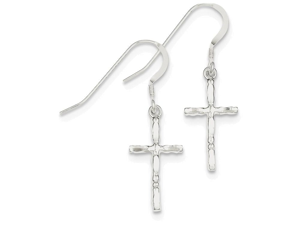 FJC Finejewelers Sterling Silver Polished Cross Earrings