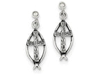 FJC Finejewelers Sterling Silver Ichthus (fish) Cross Earrings