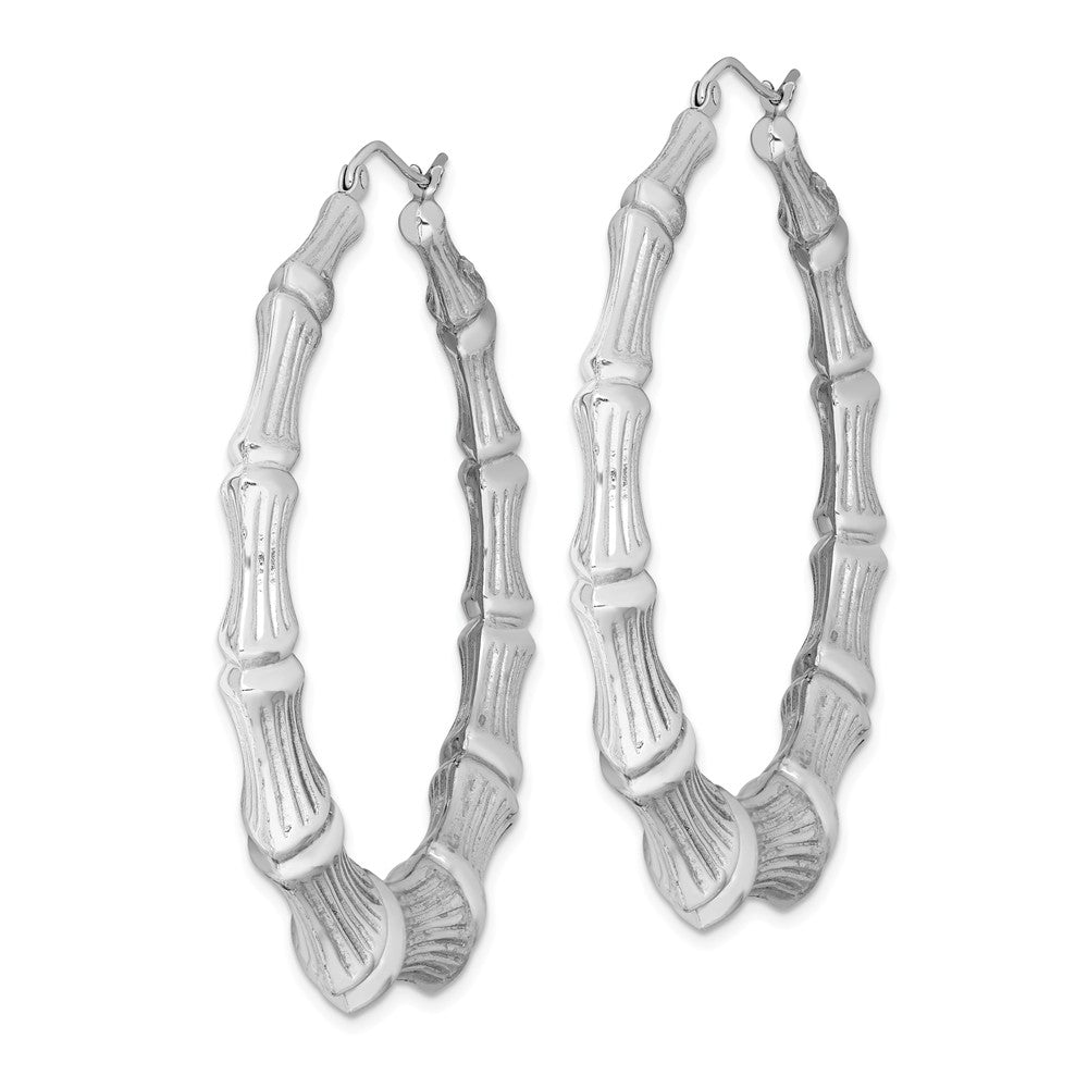 FJC Finejewelers Sterling Silver Rhodium-plated Bamboo Hoop Earrings