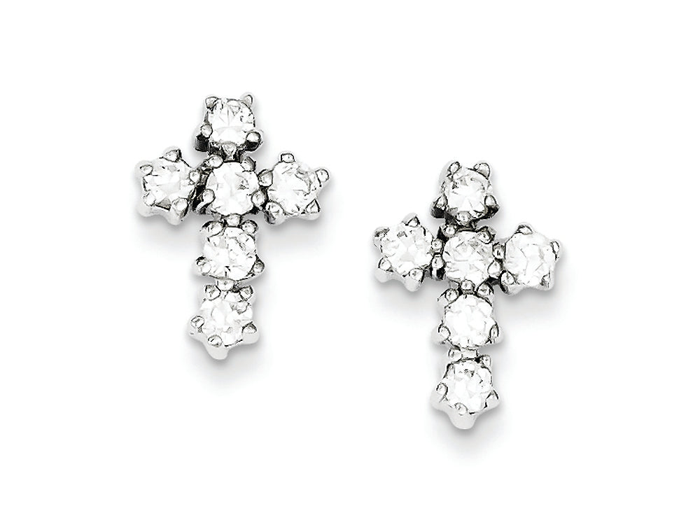 FJC Finejewelers Sterling Silver Cubic Zirconia Cross Post Earrings