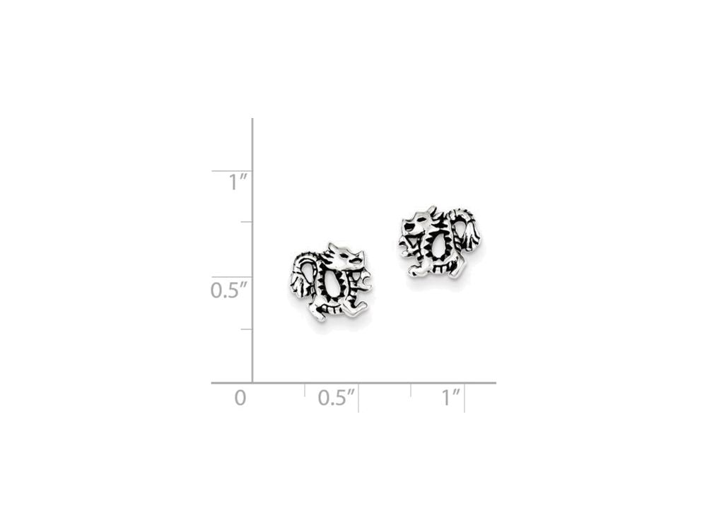 FJC Finejewelers Sterling Silver Antiqued Dragon Post Earrings