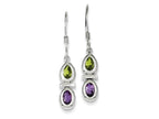 FJC Finejewelers Sterling Silver Peridot and Amethyst Dangle Earrings
