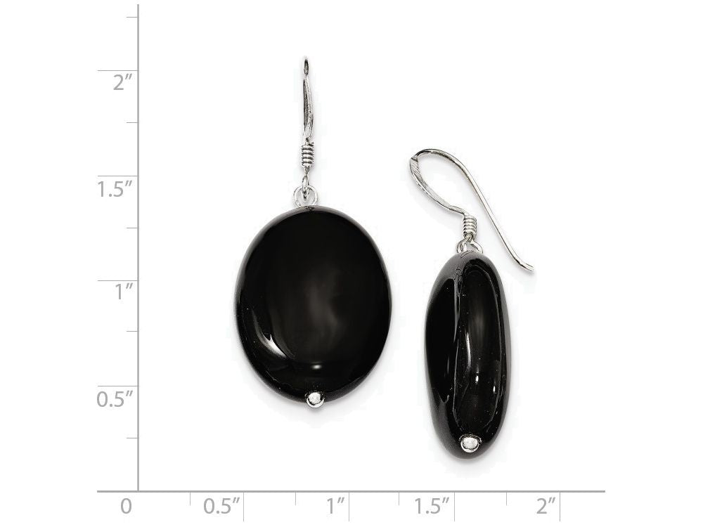 FJC Finejewelers Sterling Silver Black Agate Earrings