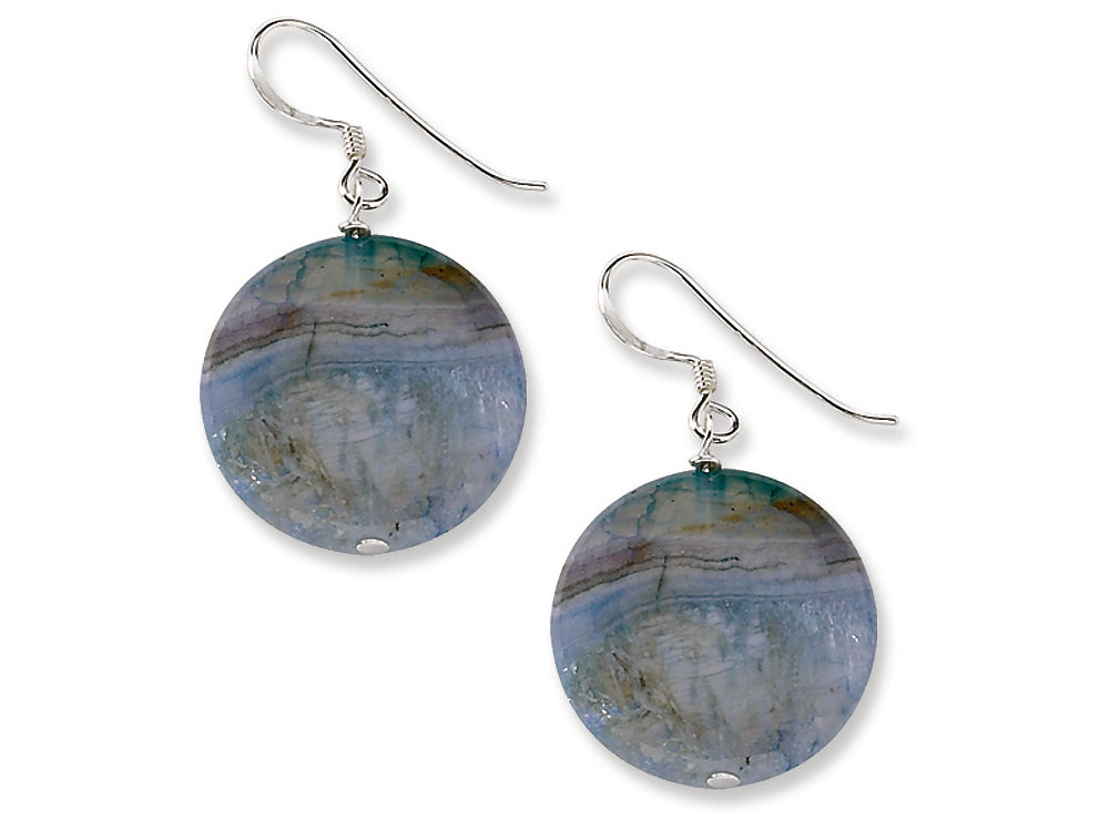 FJC Finejewelers Sterling Silver Blue Agate Earrings