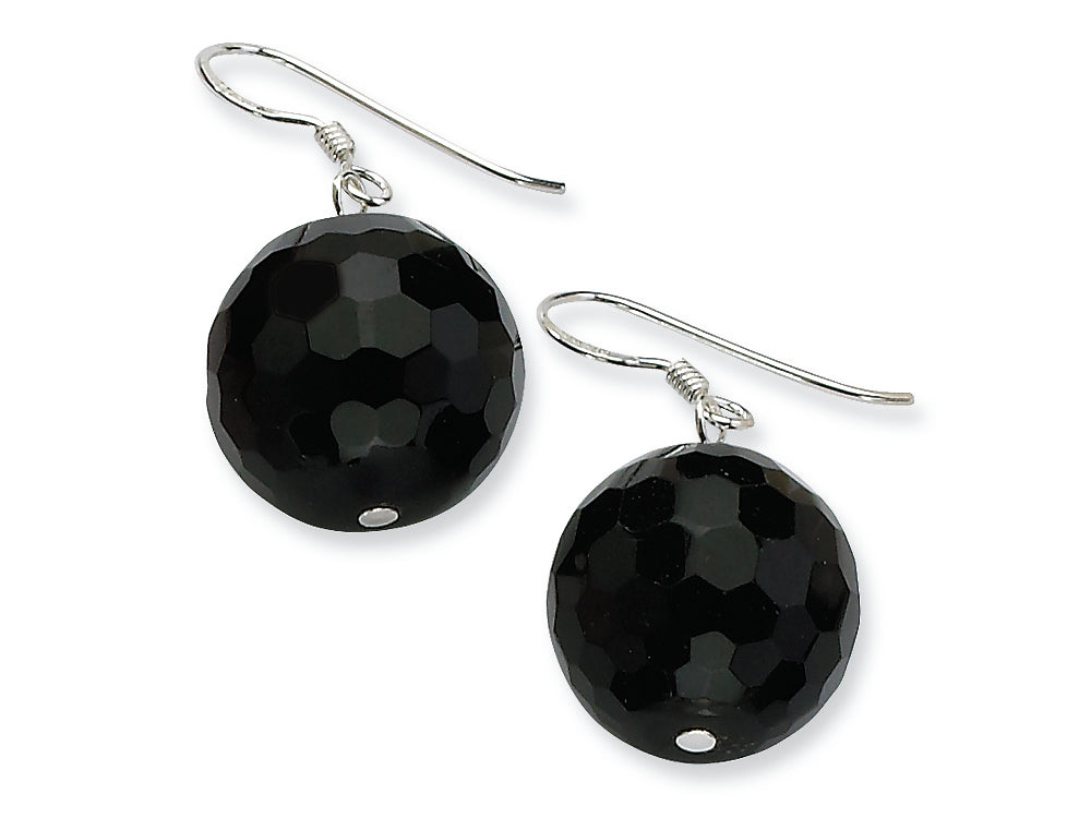 FJC Finejewelers Sterling Silver 16.5mm Faceted Onyx Bead Earrings