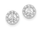 FJC Finejewelers Sterling Silver Small Cubic Zirconia Peace Symbol Post Earrings