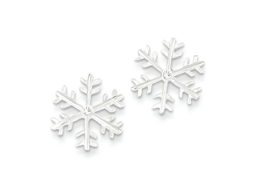 FJC Finejewelers Sterling Silver and Cubic Zirconia Polished Snowflake Post Earrings