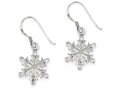 FJC Finejewelers Sterling Silver Polished and Satin Cubic Zirconia Snowflake Dangle Earrings