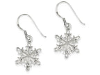 FJC Finejewelers Sterling Silver Polished and Satin Cubic Zirconia Snowflake Dangle Earrings