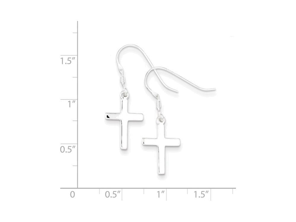 FJC Finejewelers Sterling Silver Polished Cross Dangle Earrings