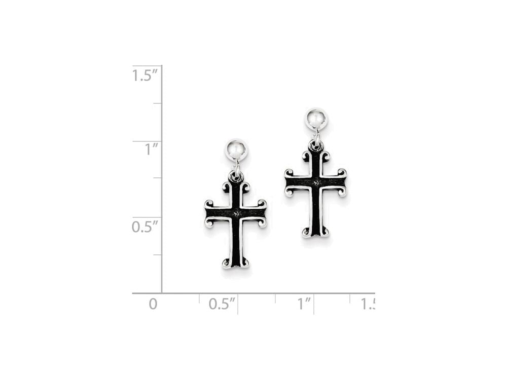 FJC Finejewelers Sterling Silver Antiqued Cross Post Earrings