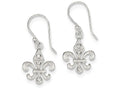 FJC Finejewelers Sterling Silver White Cubic Zirconia Accented Fleur De Lis Dangle Earrings