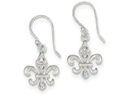 FJC Finejewelers Sterling Silver White Cubic Zirconia Accented Fleur De Lis Dangle Earrings