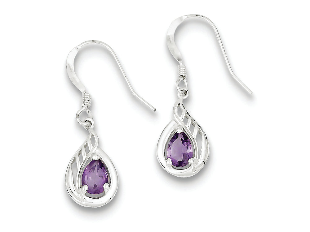 FJC Finejewelers Sterling Silver and Amethyst Polished Fancy Dangle Earrings