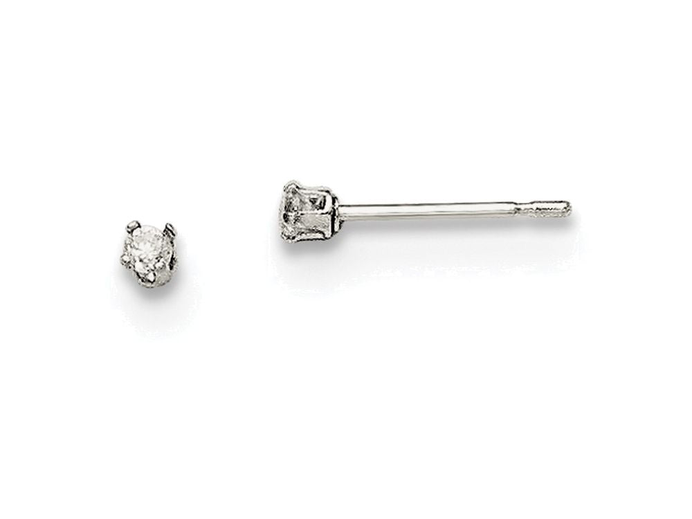 FJC Finejewelers Sterling Silver 2mm Round Snap Set Cubic Zirconia Stud Earrings
