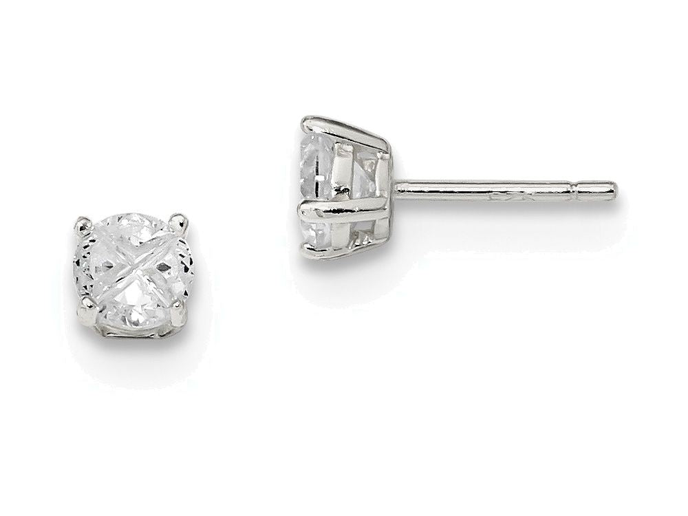 FJC Finejewelers Sterling Silver 5mm Round Basket Set Cubic Zirconia Stud Earrings