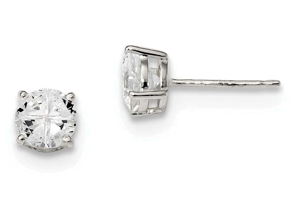 FJC Finejewelers Sterling Silver 6mm Round Basket Set Cubic Zirconia Stud Earrings