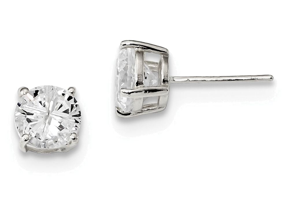 FJC Finejewelers Sterling Silver 7mm Round Basket Set Cubic Zirconia Stud Earrings