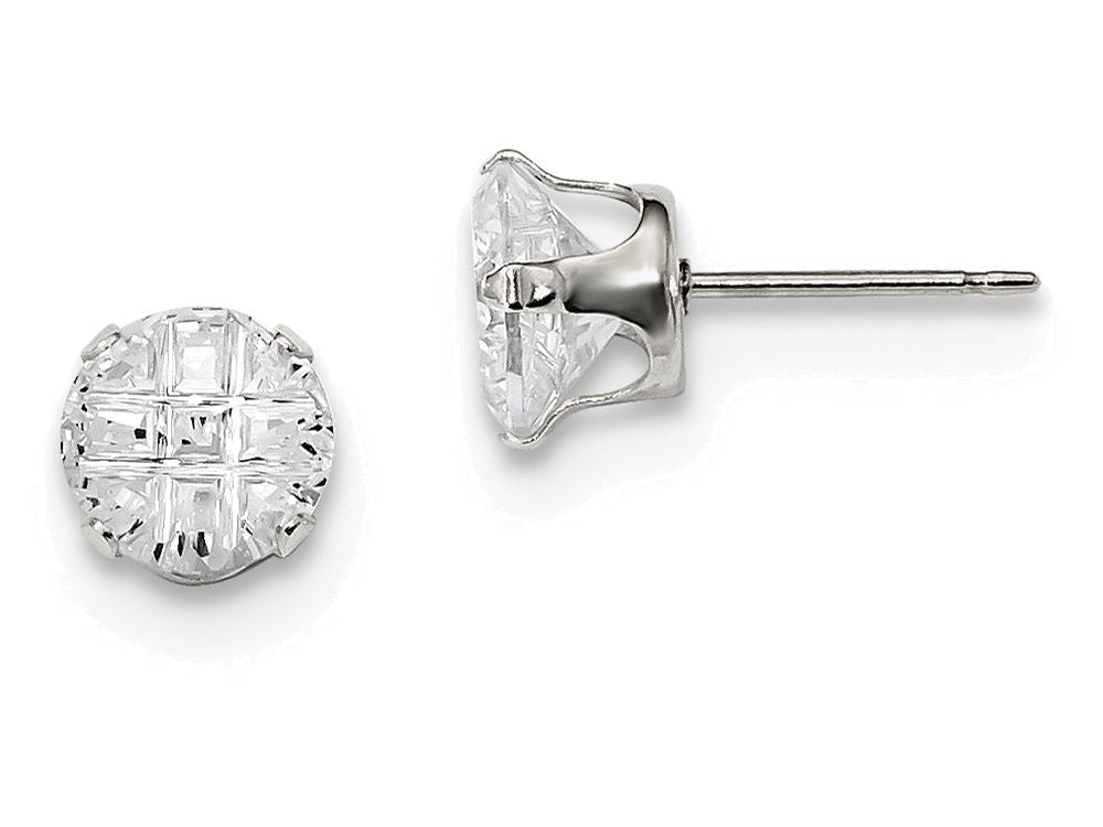 FJC Finejewelers Sterling Silver 7mm Round 4 Prong Cubic Zirconia Stud Earrings