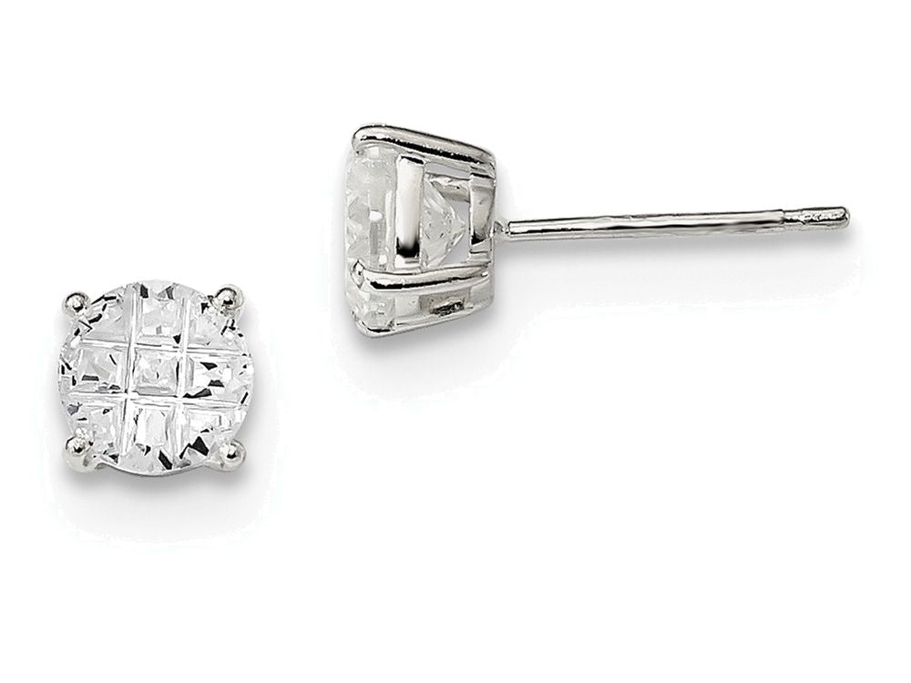 FJC Finejewelers Sterling Silver 6mm Round Basket Set Cubic Zirconia Stud Earrings
