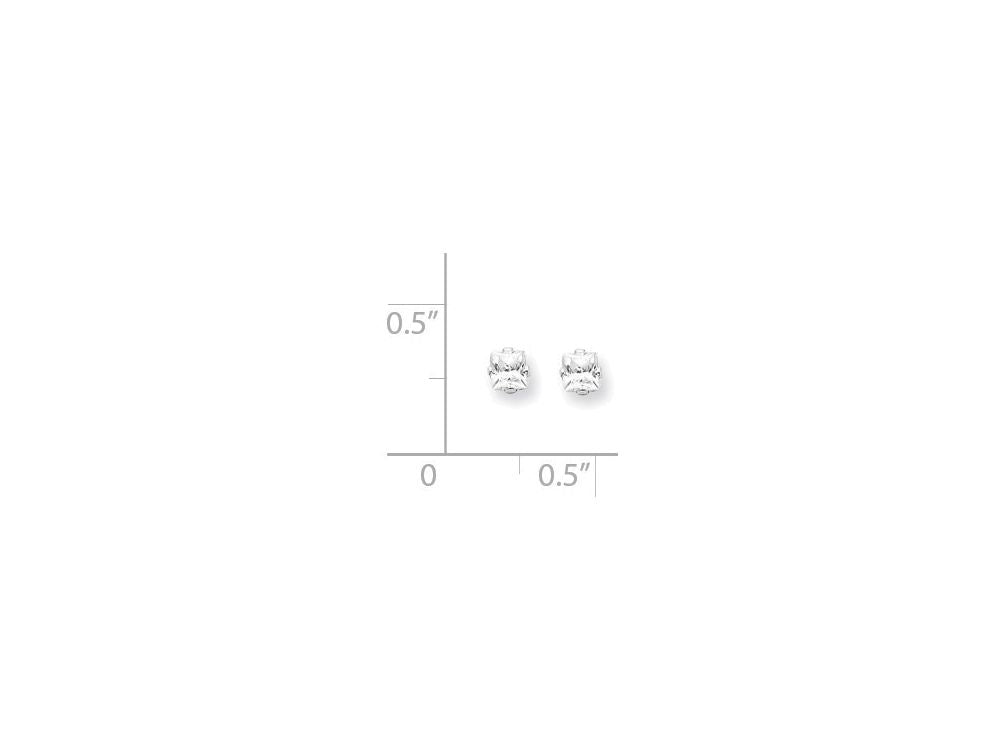 FJC Finejewelers Sterling Silver 3mm Square Cubic Zirconia 4 Prong Stud Earrings