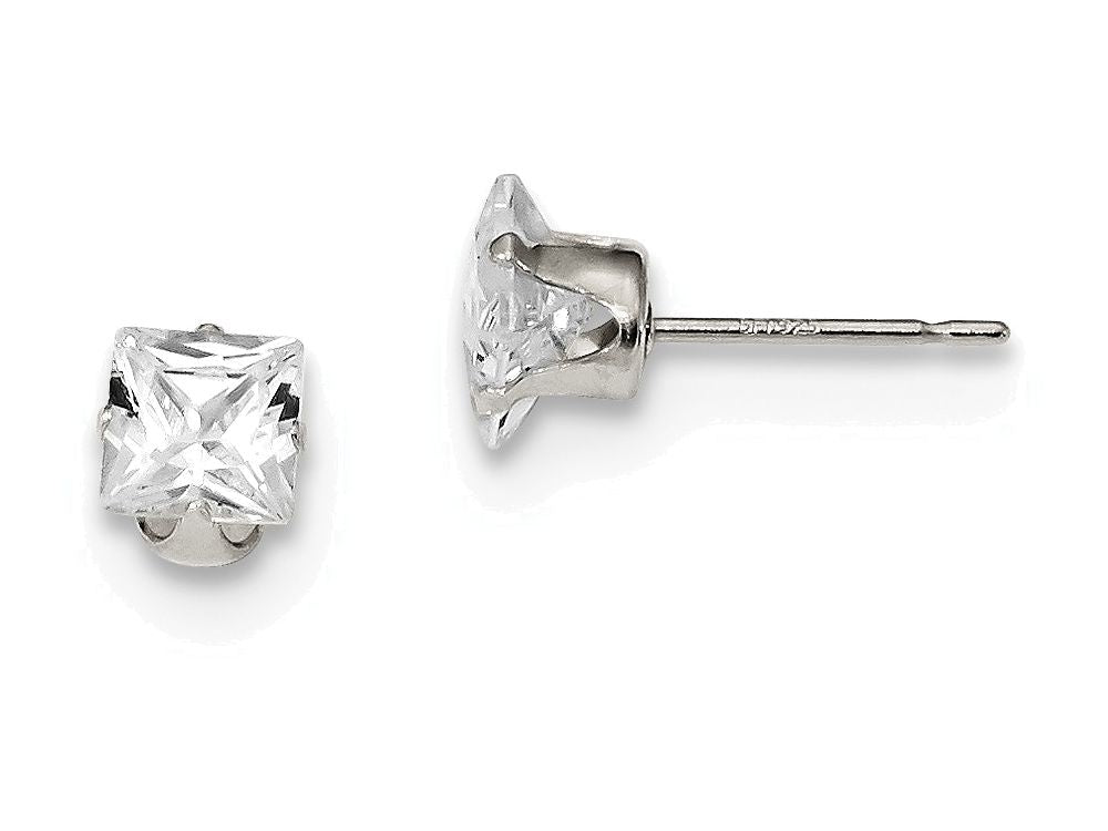 FJC Finejewelers Sterling Silver 5mm Square Cubic Zirconia 4 Prong Stud Earrings