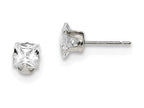 FJC Finejewelers Sterling Silver 5mm Square Cubic Zirconia 4 Prong Stud Earrings